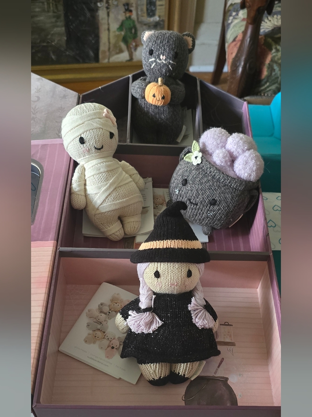 CUDDLE + KIND HALLOWEEN Limited Edition 4 Doll Set. WITCH, CAT, MUMMY & CAULDRON